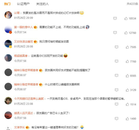 微信朋友圈可以發(fā)20張圖上熱搜，但這些功能仍是網(wǎng)友最想要的